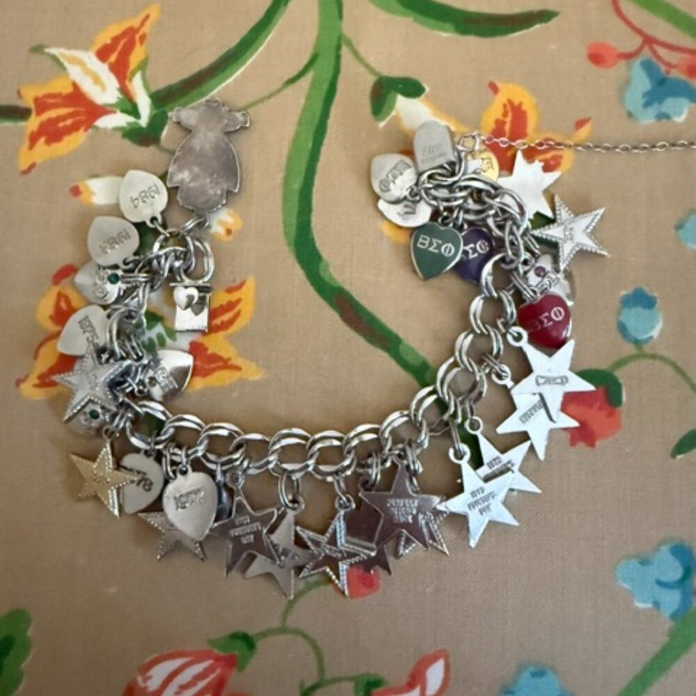 vintage elco sterling beta sigma phi bracelet